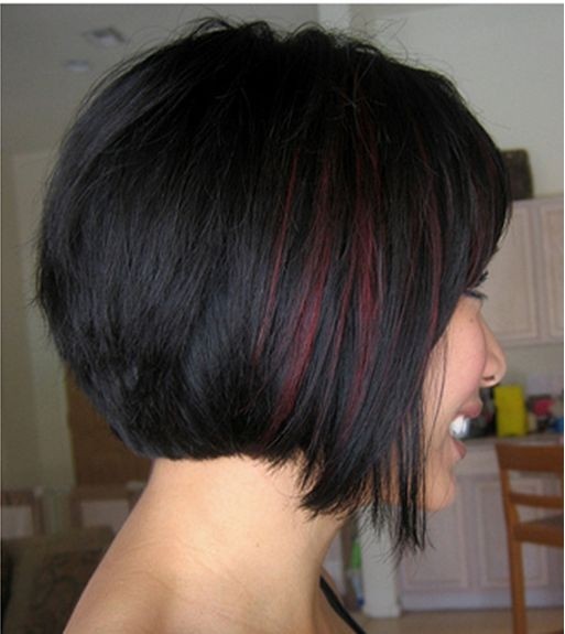 Short hair styles with prominent points: red with black hair