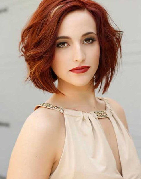 Short wavy haircuts for women: Red Bob hairstyle