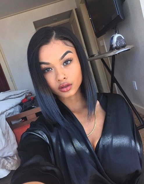 Shorty elegant dark for purple hairstyle Bob Bob Pope