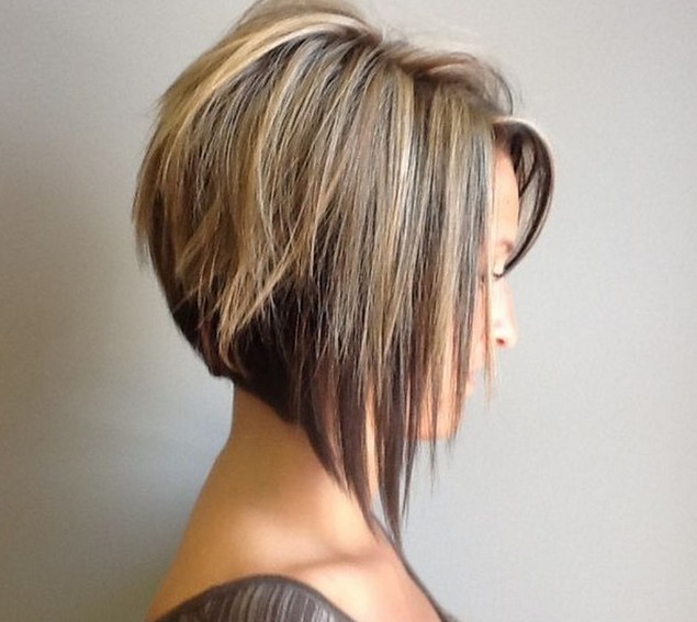 A side view of an asymmetric pop hairstyle