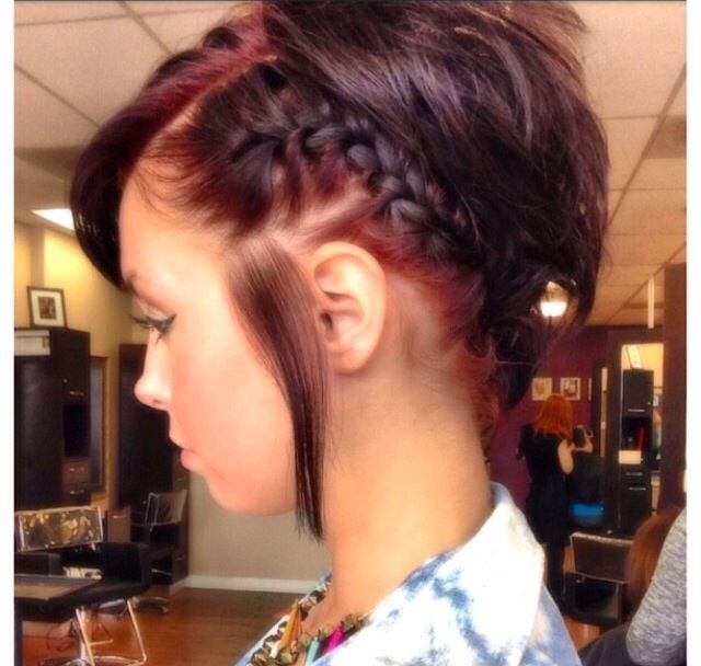 French braid on the side of short hair