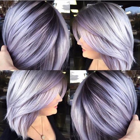 Silver hair color Lavender with a dark base and a epimid