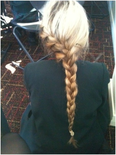 One French braid: long blonde hair styles
