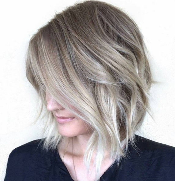 Balayage with short wavy hair