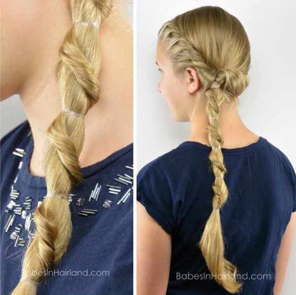 Snack horse tail hairstyle