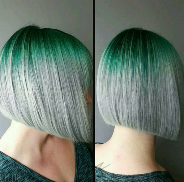 Rapid bob hair cut - gray and green