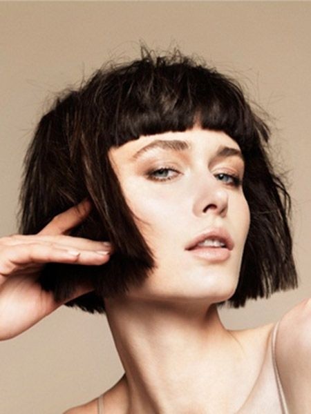 Straight Bob Hair Cut with Blunt Bangs