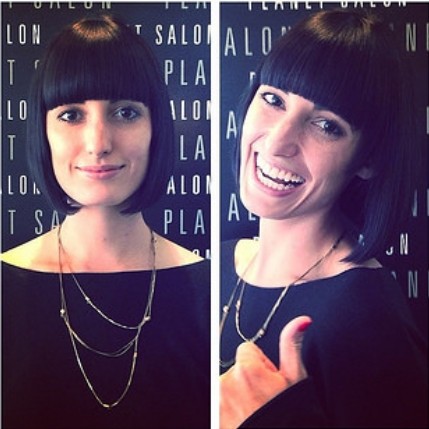 Rest straight Bob with sharp bangs - gentle short hairstyles for women
