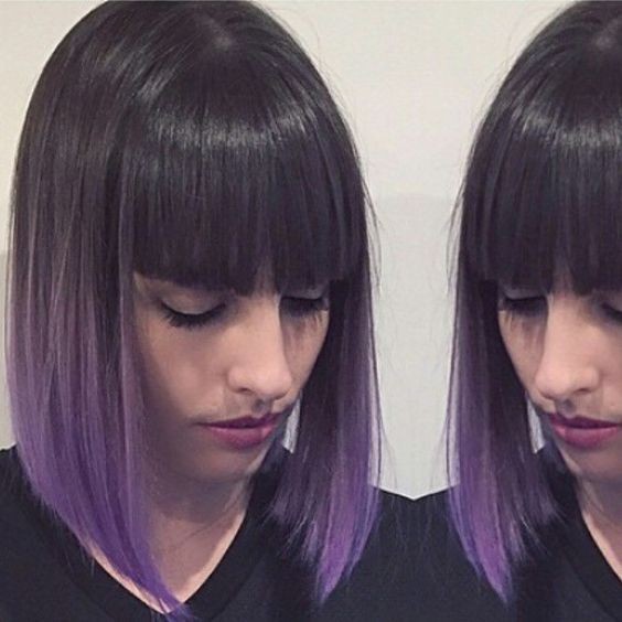 Rest straight bob hair with purple dye hair