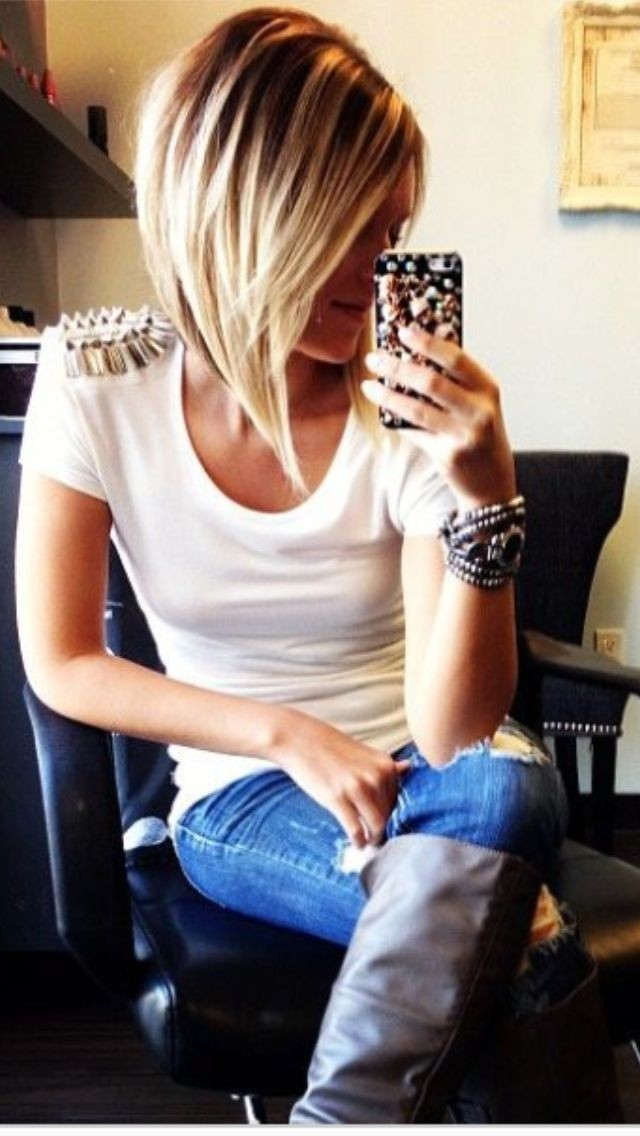 Long straight bob haircut - Ombry short hairstyles