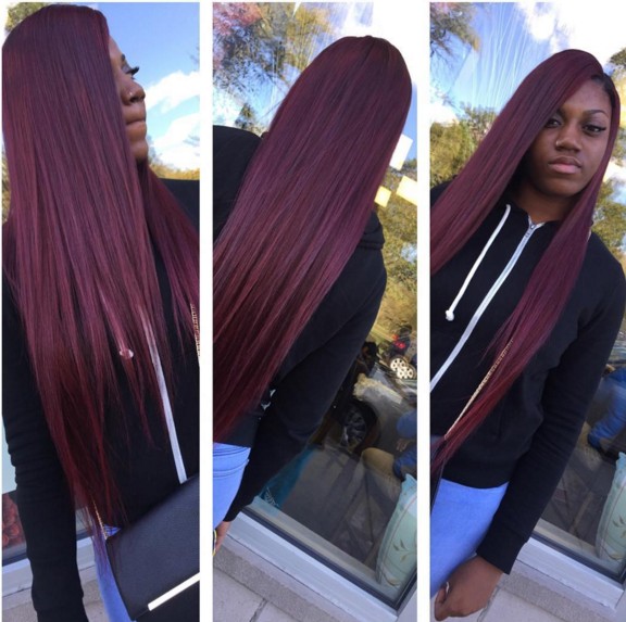 Long hairstyle with red hair