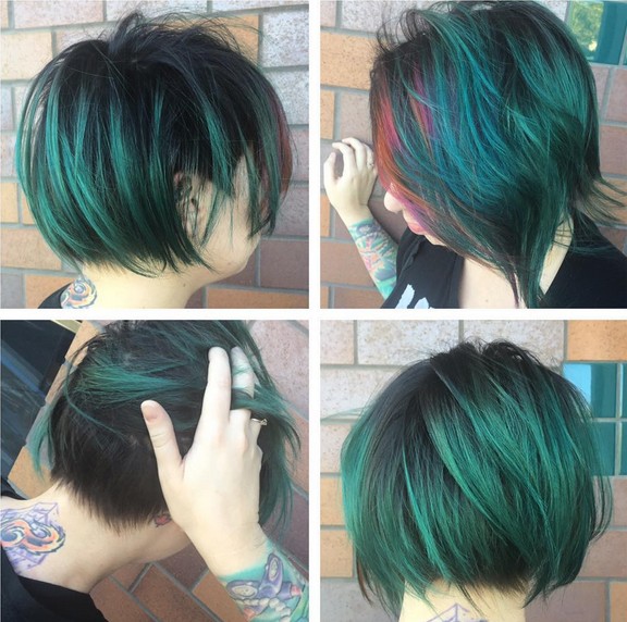 A straight short haircut
