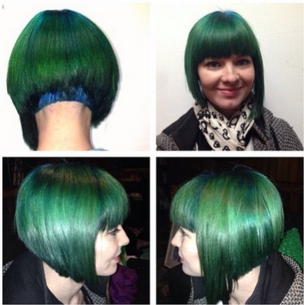 Stylish green bob haircut