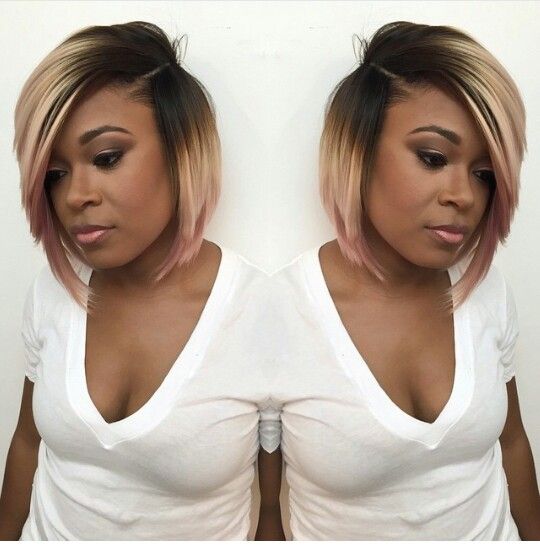 Modern short corner bob bob hairstyle for black women