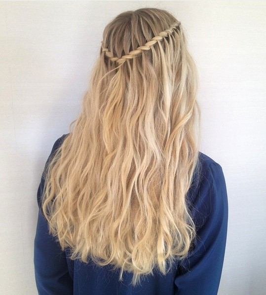 Waterfall, a touted cord waterfall with long blond hair