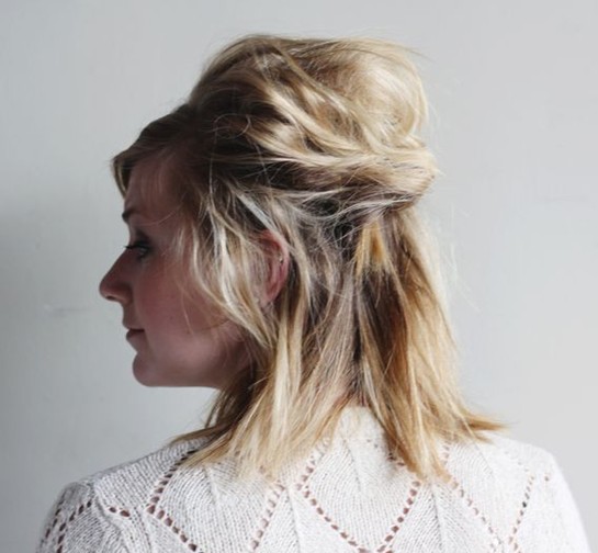 Hairstyles update for short hair: half the hairstyle half down