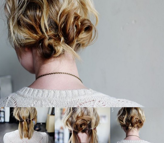 Hairstyles update for short hair: a small cake