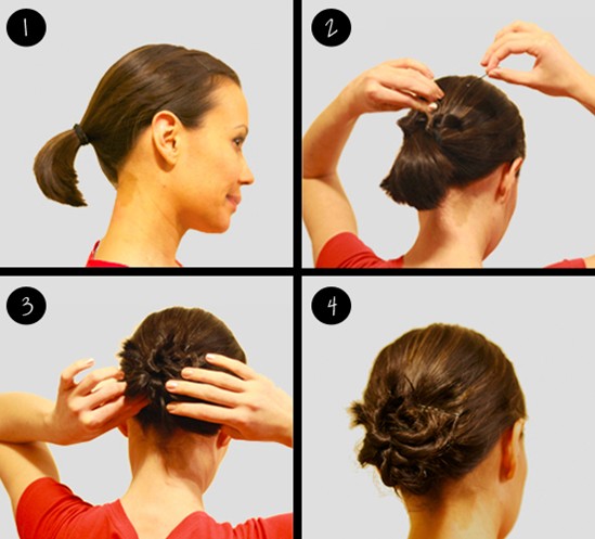 Hairstyles update for short hair: twisted cake