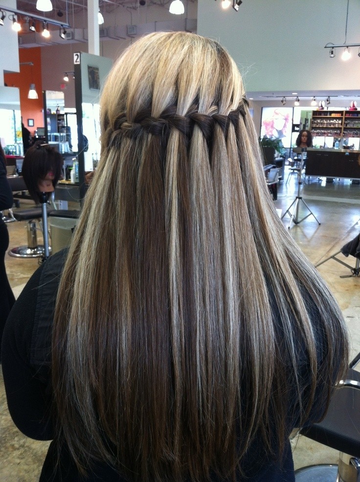 Waterfall braid for long straight hair