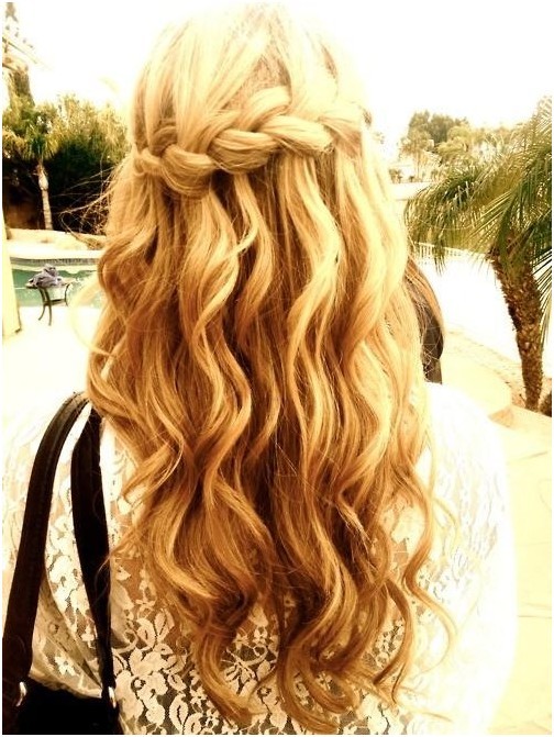 Waterfall Braid in Long Wavy Hair: Blonde Hairstyles