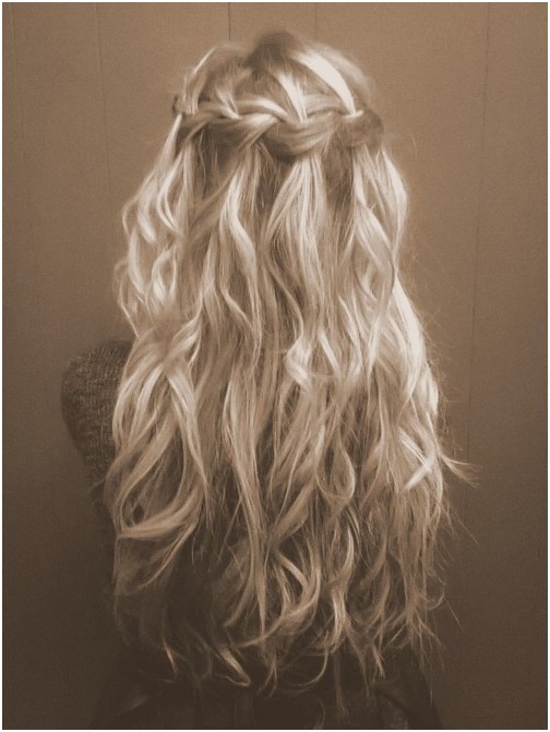 Waterfall braid with curly hair