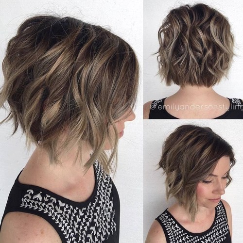 A wavy bob clip, bob with an angle with thick short hair