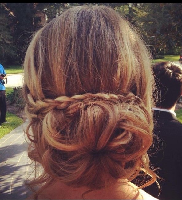 Updos braid and bridesmaids