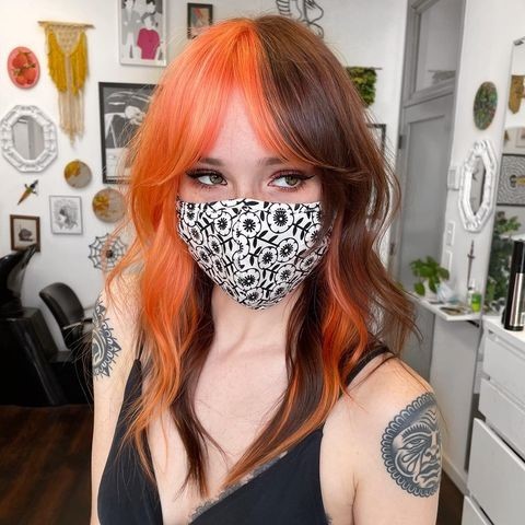 Medium-length women haircut and creative hair color ideas for summer 2021-2022