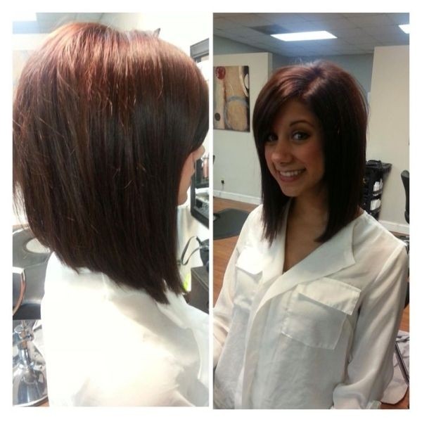 Brunette Woman - Long Bob Hairstyle