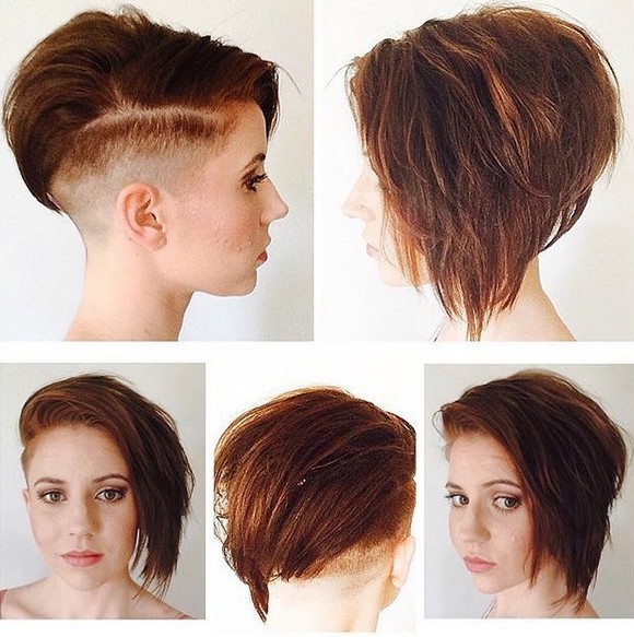 Non -symmetrical shave, haircut - straight short hairstyle