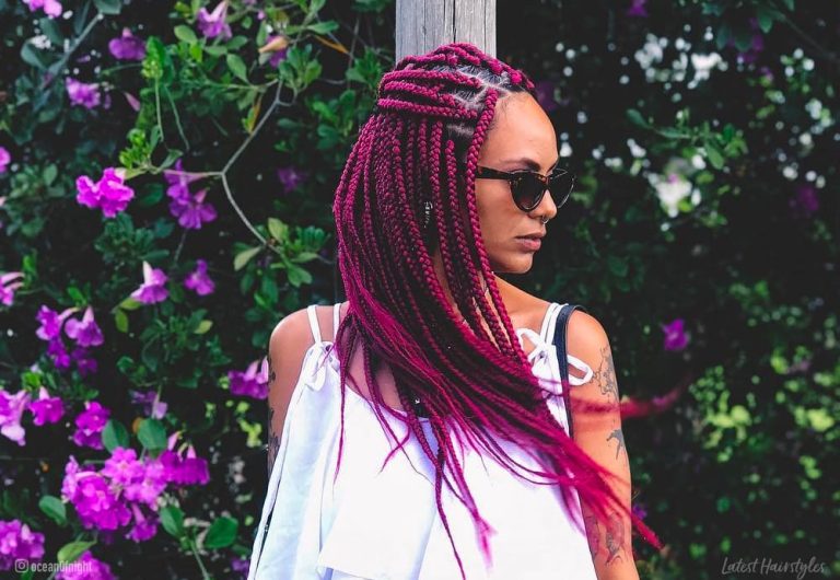 20 Pictures of Burgundy Box Braids You Have to See Before You Get This