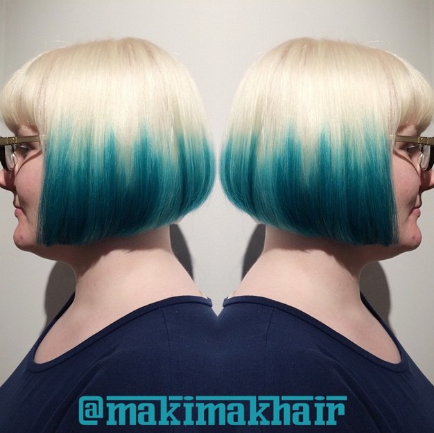 Ashkar graduated from Umbra Blue hairstyle Bob with glasses