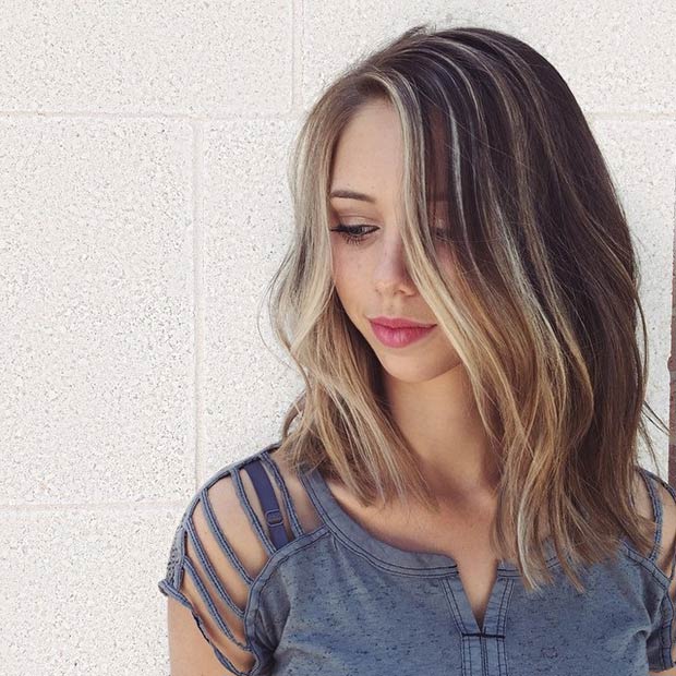 Long brown Bob hairstyle with the most prominent blonde