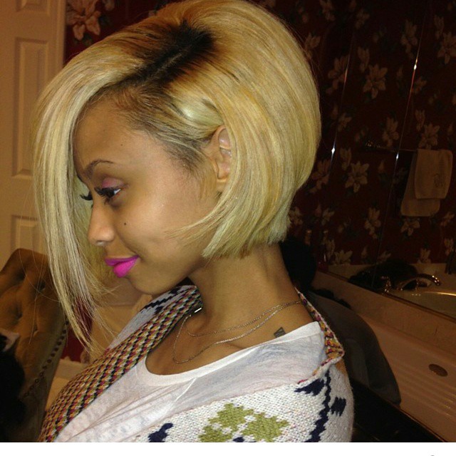 Non -symmetrical bob hairstyle for black women