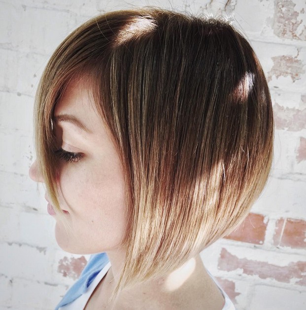 Nice short brunette to Ashkar Omper graduated Bob hair cutting