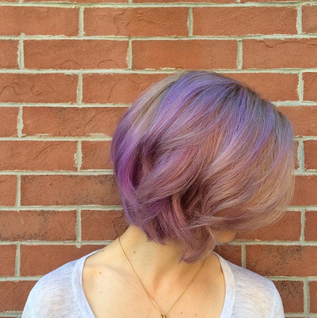 Drill and folded pink - purple pastel hair for short hair