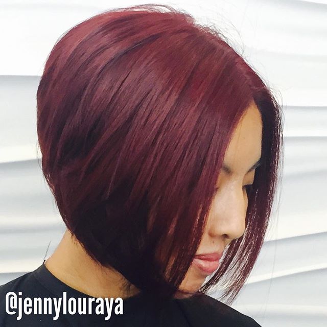 Red layers upside down hairstyles Bob