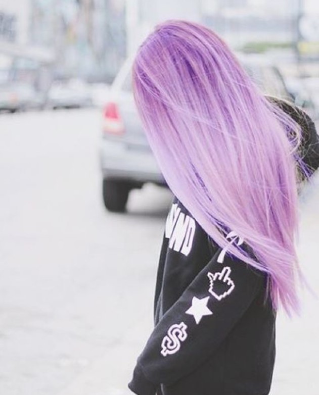 Purple Pastel style is long, straight for girls