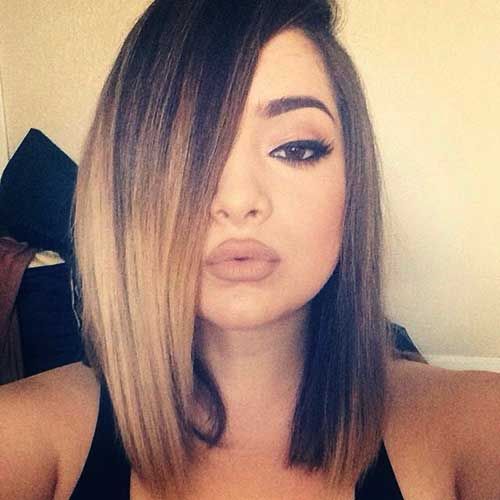 Ombre Bob LOB hairstyle for straight medium hair