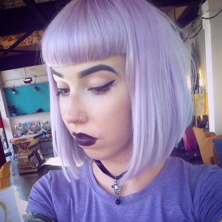 Pastel Bob hair cut with explosions for short hair