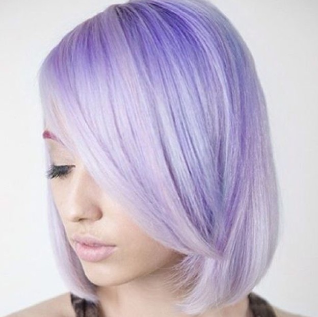 Purple Pastel Bob hairstyle with explosions
