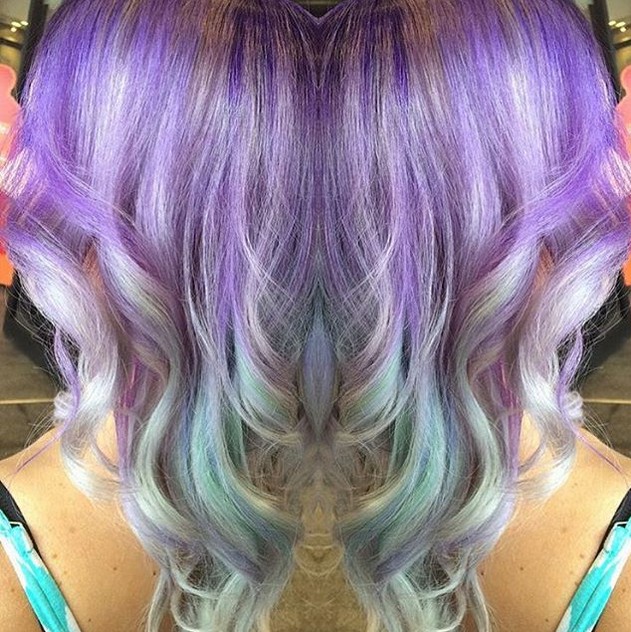 Purple hair style with waves