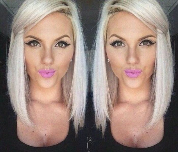 Platinum blonde hairstyle for women