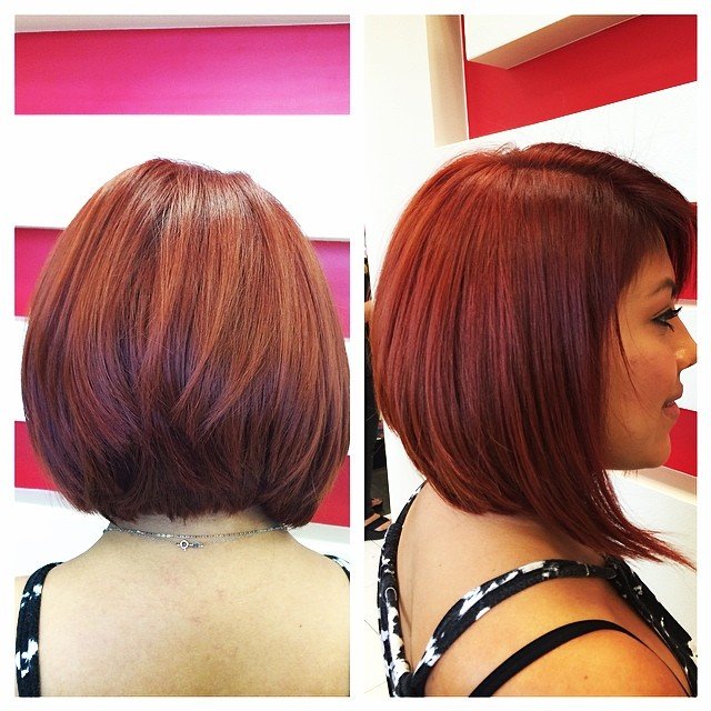 Short red bob hair cutting thick hair