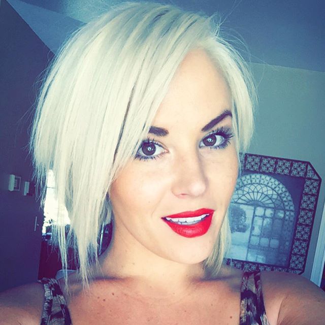 Bob haircut is asymmetric blond for women