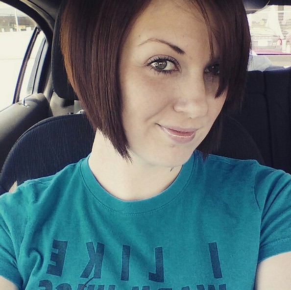 A short upside down bob hairstyle for women