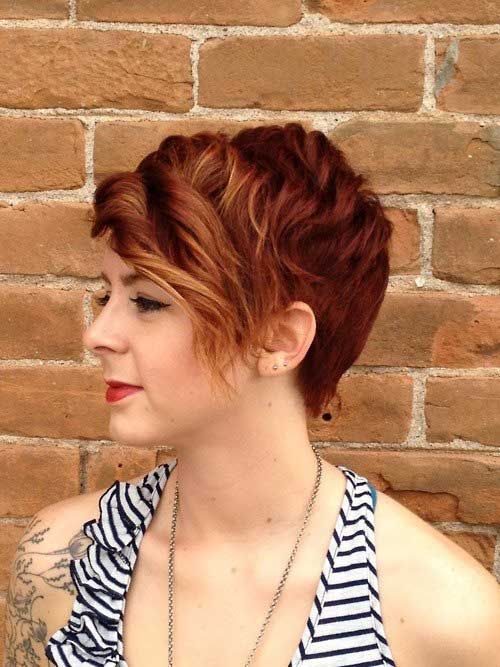 Short red hairstyle curly pixie