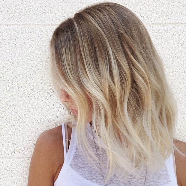 Balayage long hairstyle with blonde balayage