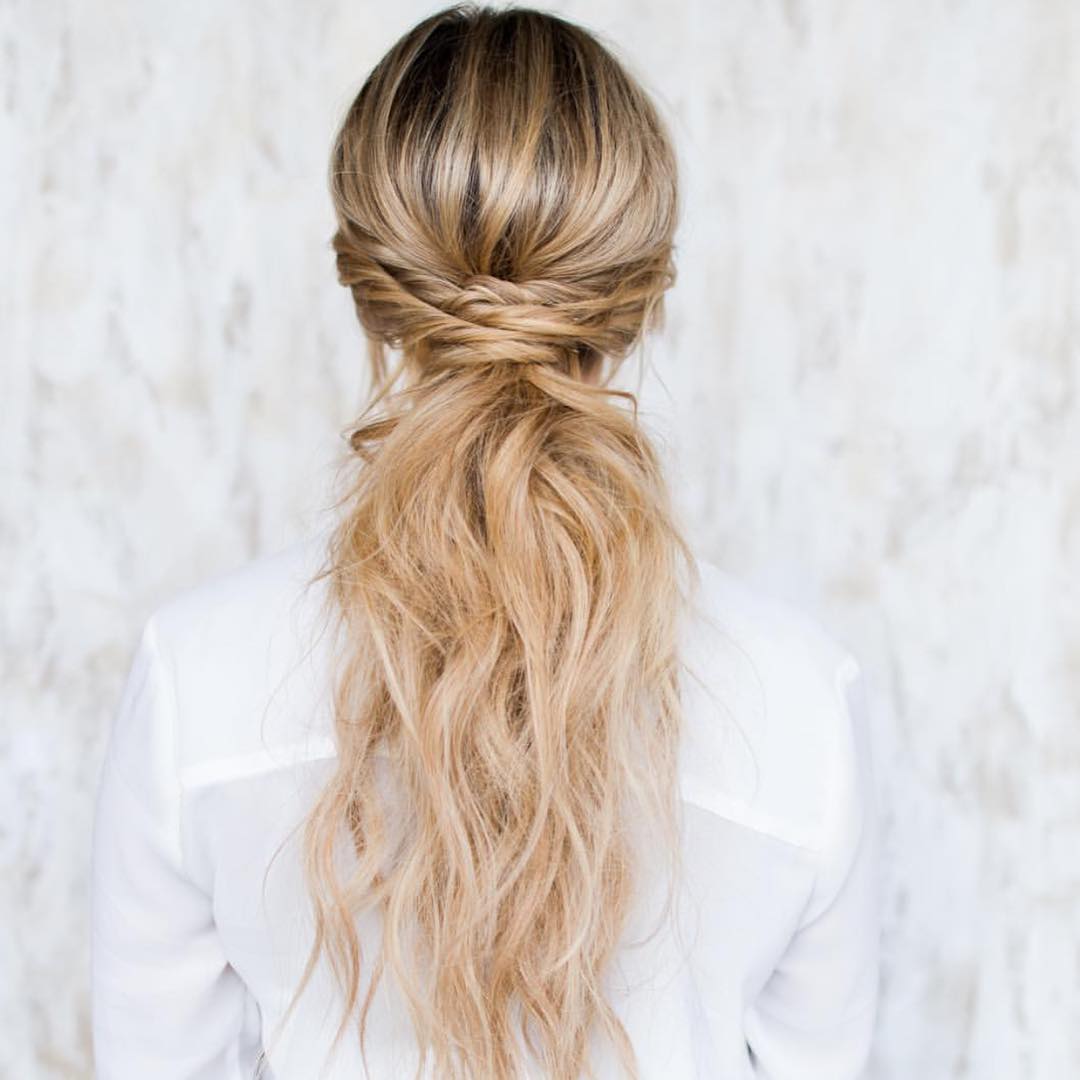 Modern ponytail hairstyle for long hair, easy horse tail Modern ponytail hairstyle for long hair, easy horse tail