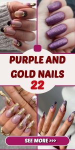 22+ Purple and gold nails with elegant looks